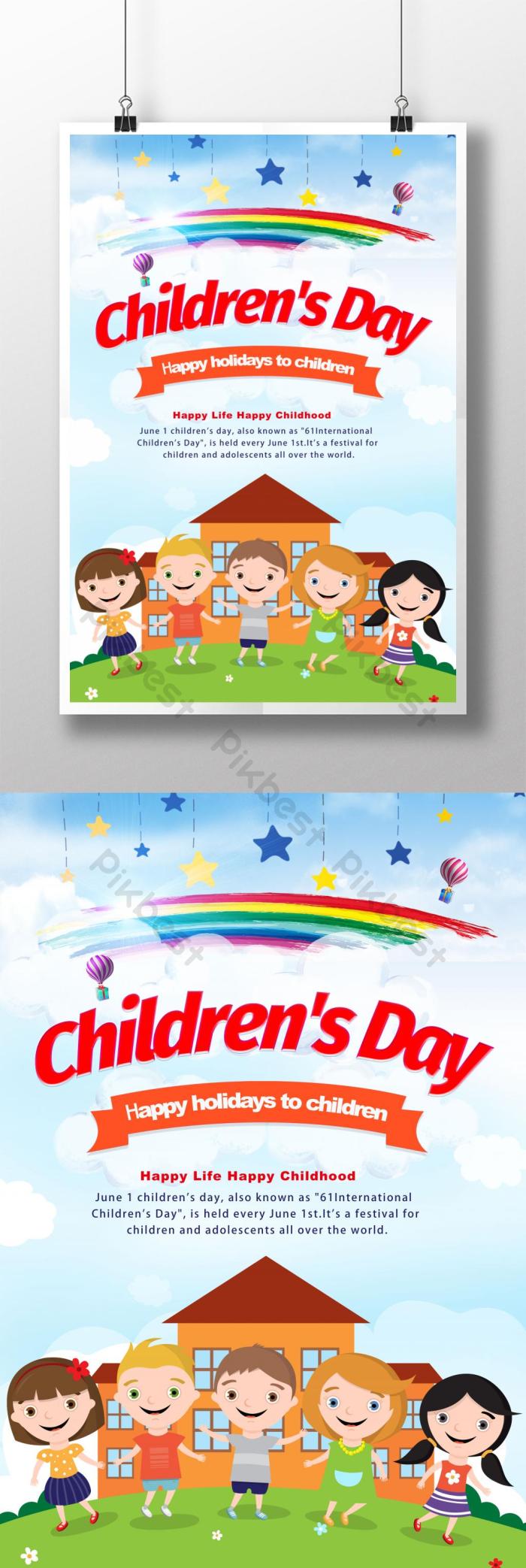 Creative Cartoon Posters For Children's Day | PSD Free Download - Pikbest