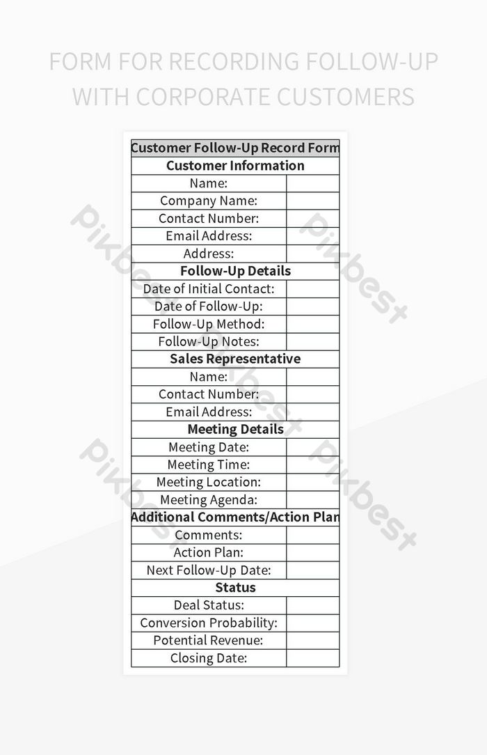 Record Follow-Up Form For Engaging With Corporate Clients Excel ...