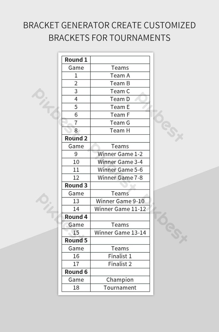 Generate Custom Brackets A Tool For Creating Tournament Brackets Excel Template Free Download