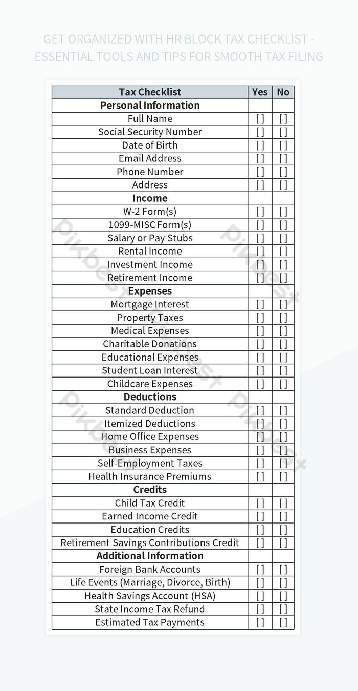 Get Organized With HR Block Tax Checklist Essential Tools And Tips
