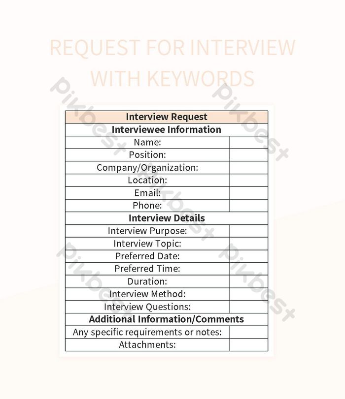 Request For Interview With Keywords Excel | Template Free Download ...