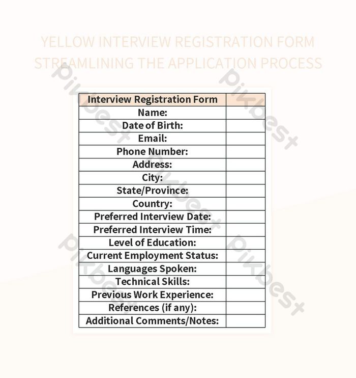 Yellow Interview Registration Form Streamlining The Application Process ...