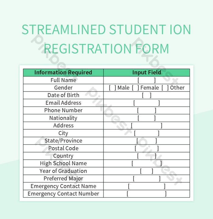 Creating An Efficient Student Registration Form Excel | Template Free ...