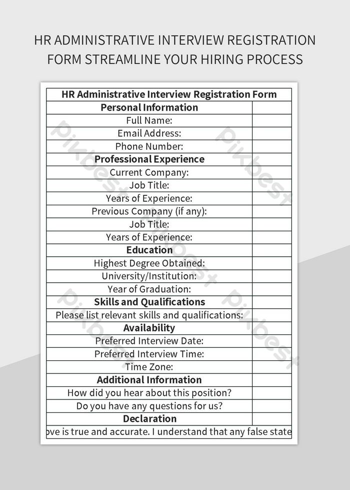 HR Administrative Interview Registration Form Streamline Your Hiring ...