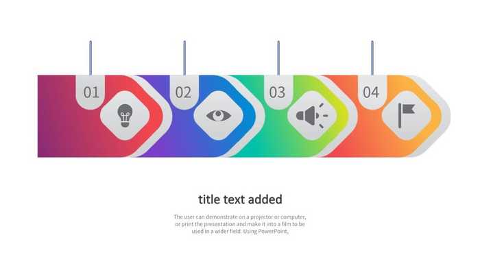 Set Of 4 Vibrantly Colored Buttons Suspended On Strings PowerPoint ...