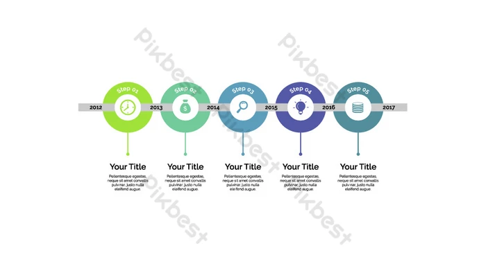 Process Sequence Line Chart PPT Element PowerPoint | PPTX Template Free ...