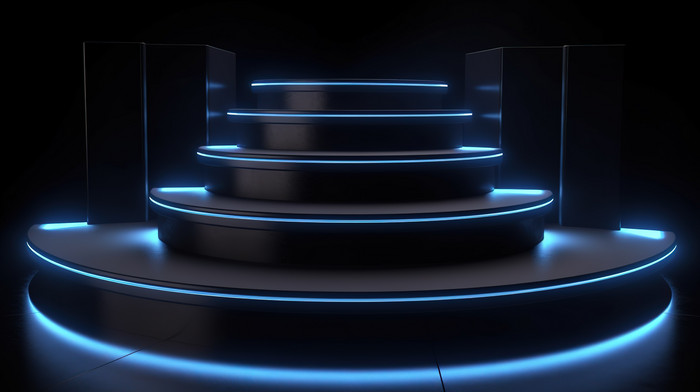 Circular Stage Product Showcase With Realistic Lighting And Steps A