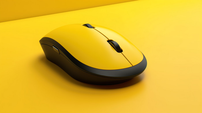 Wireless Mouse Yellow Backgrounded Concept Design Of A Computer Using
