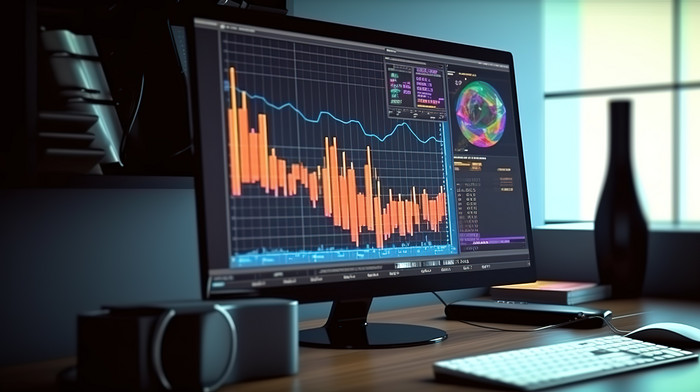 Graph Chart 3d Illustration Of Financial Data With Graphs And Charts On ...