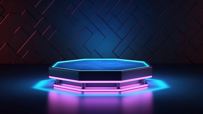 Platform Display Illuminated Hexagonal Stand A Modern For Your Designs