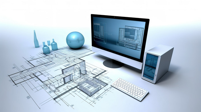 Computer Software Innovative Graphic Design 3d Render Of With Layout ...