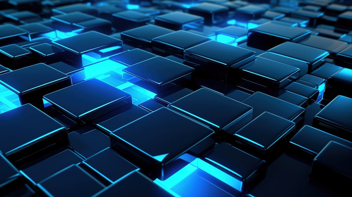 Sci Fi Futuristic Black And Blue Surface With Square Shapes Abstract 3d ...