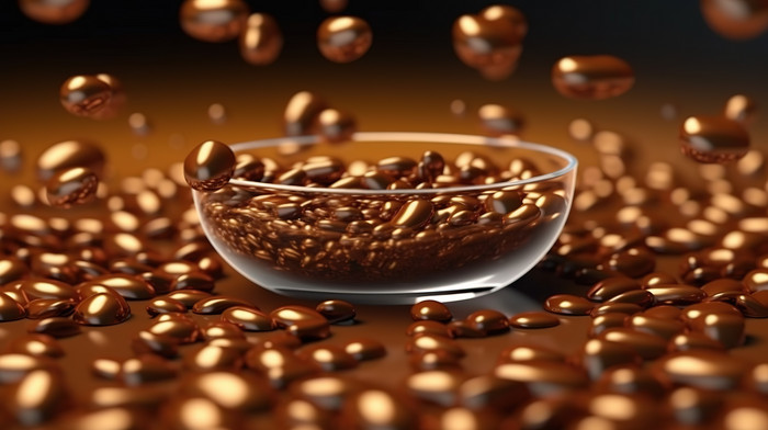 Aromatic Cup Of Java And Floating Realistic Coffee Beans In 3d ...