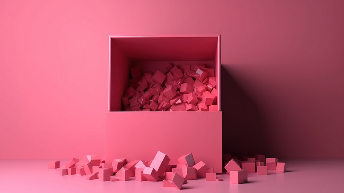 Blank Presentation Creative 3d Render Of A Pink Present Box Unveiling ...