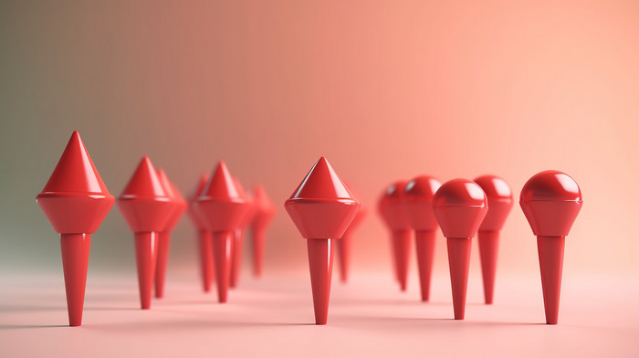 Capture A Collection Of Red Push Pins Captured From Various Angles With